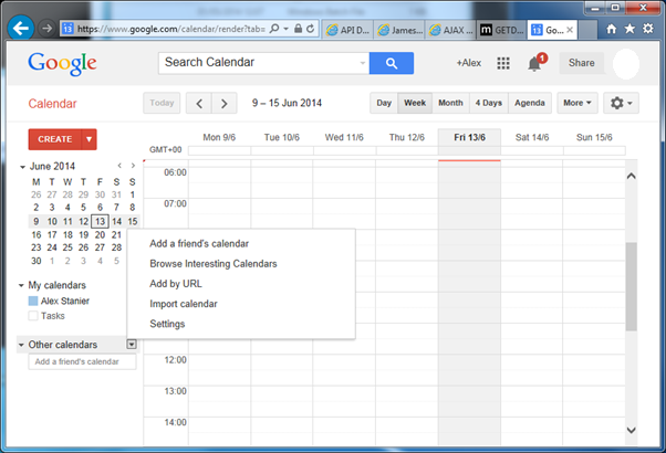 Select the Calendars dropdown Menu